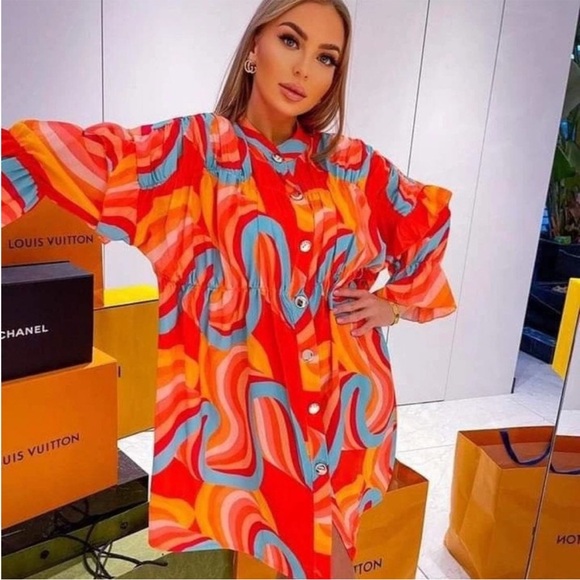 New NWT MADE IN ITALY purple orange blue babydoll dress or maternal tunic - Picture 13 of 13